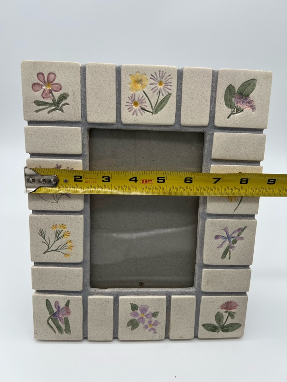 Vintage Malden Hand-Painted Floral Garden Tile 4x6 Photo Frame 1996 - Picture 10 of 11
